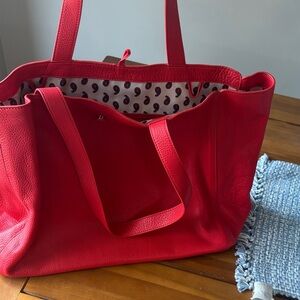 Red Women's Leather Tote Bag - Unbranded